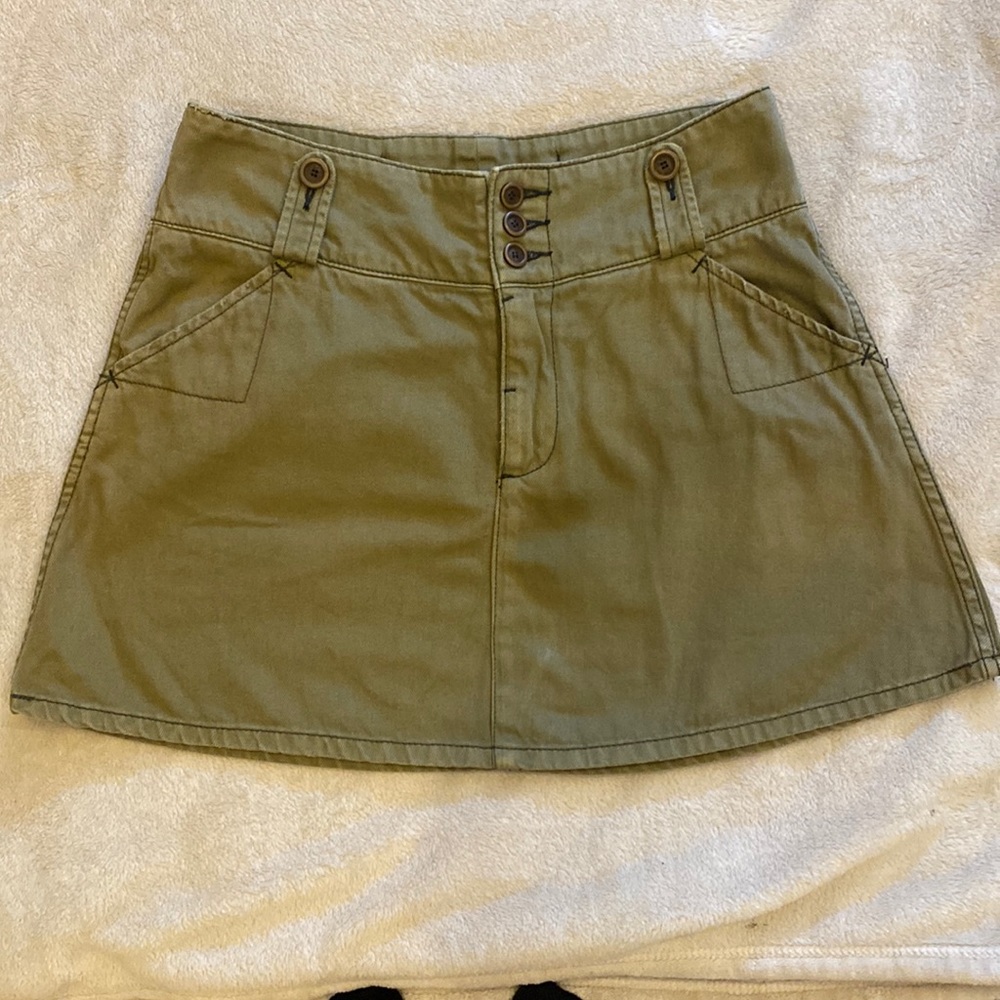 Free People Army Green A Line Mini Skirt